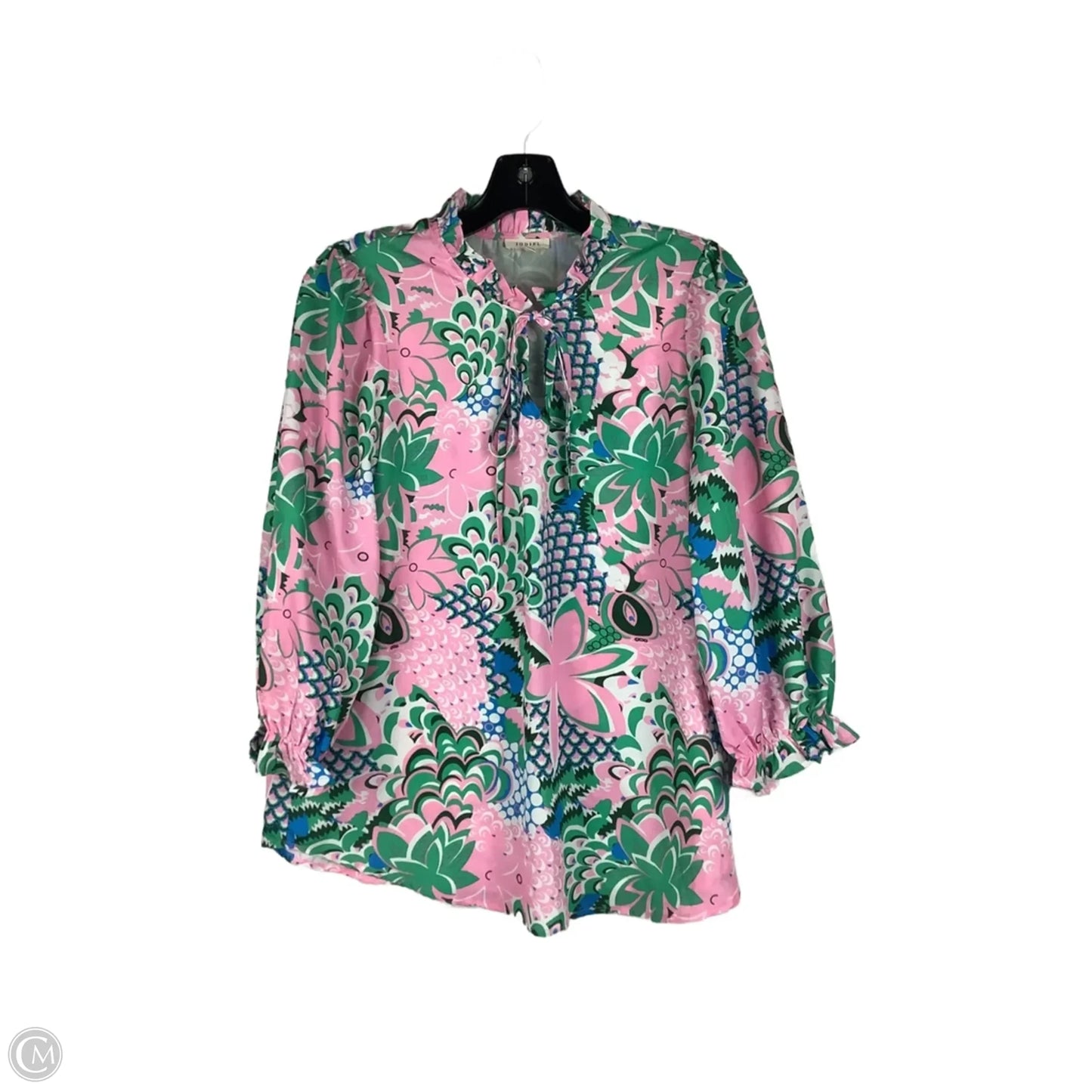 Top Long Sleeve By Jodifl In Green & Pink, Size: S