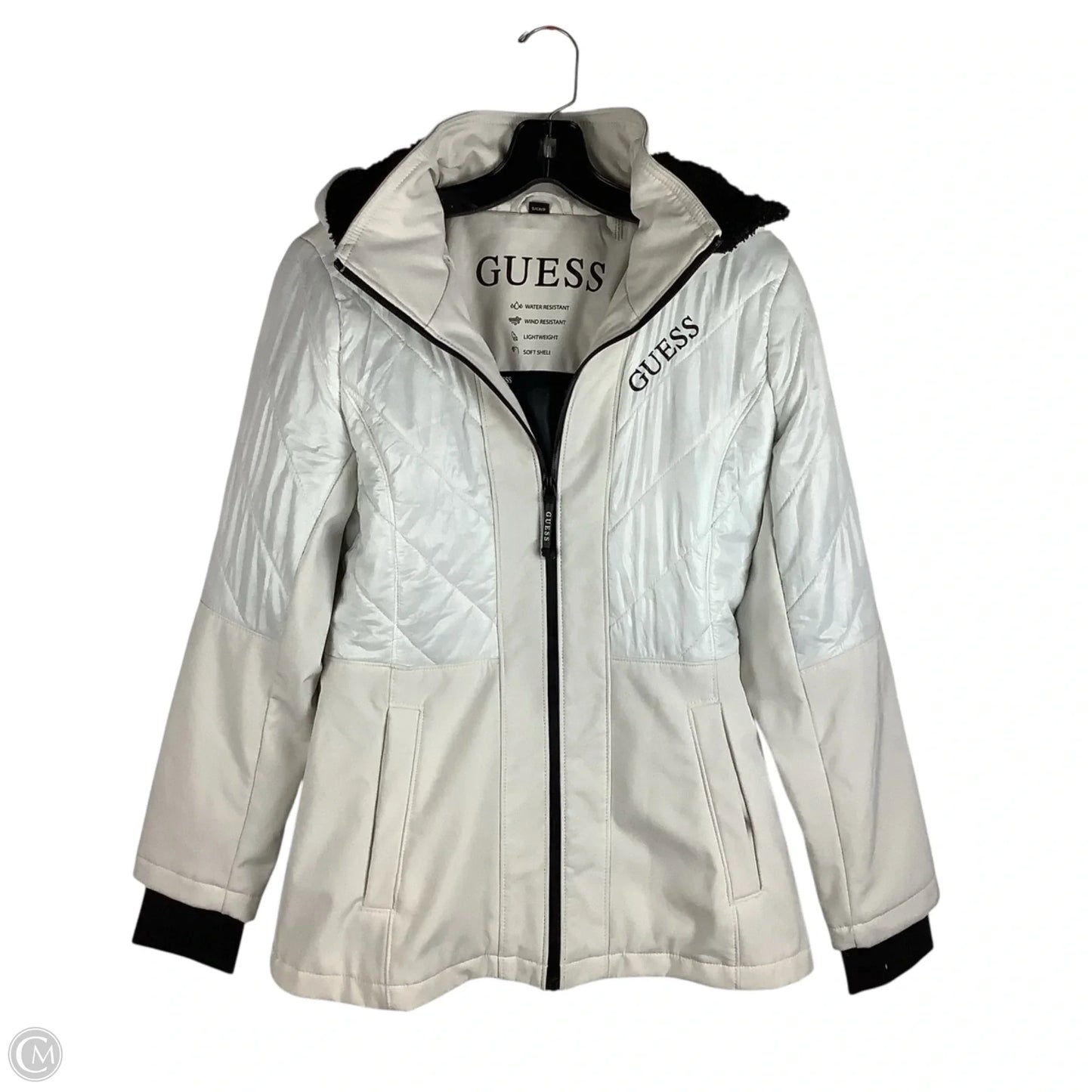 Coat Puffer & Quilted By Guess In Cream, Size: S