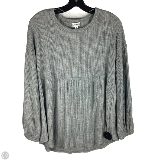 Top Long Sleeve By Wonderly In Grey, Size: S