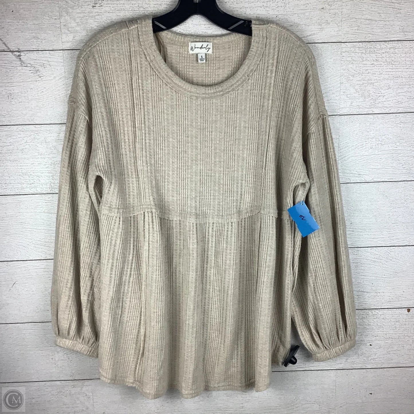 Top Long Sleeve By Wonderly In Tan, Size: S