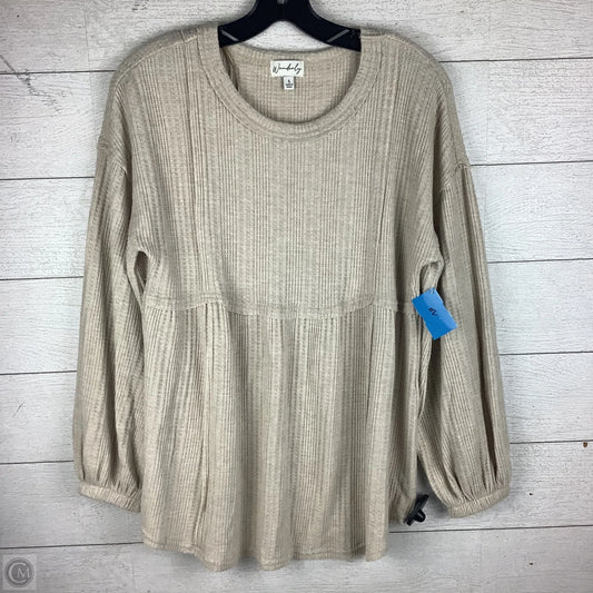 Top Long Sleeve By Wonderly In Tan, Size: S
