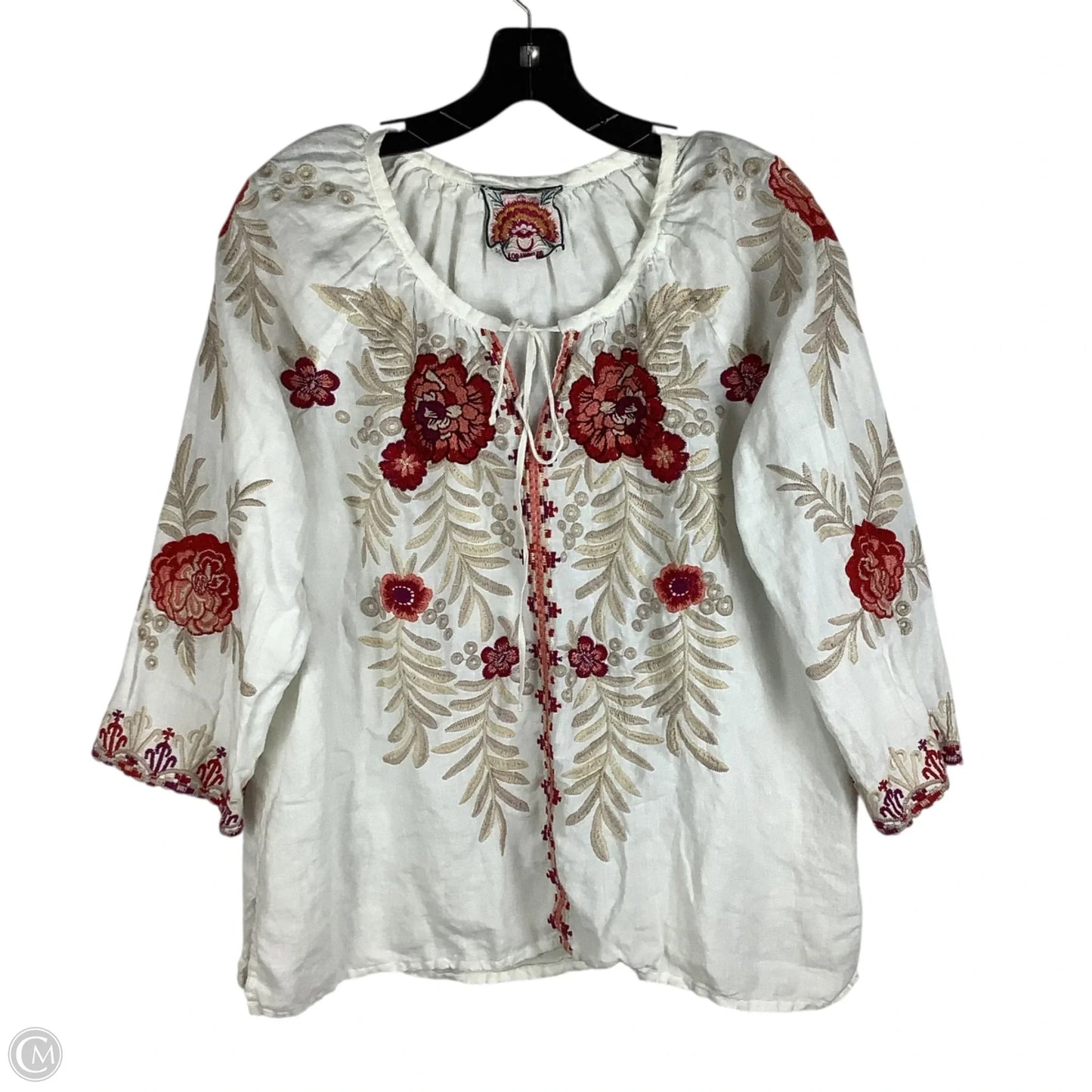 Top Long Sleeve By Johnny Was In White, Size: L