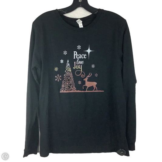 Top Long Sleeve Basic By Bella + Canvas In Black, Size: M