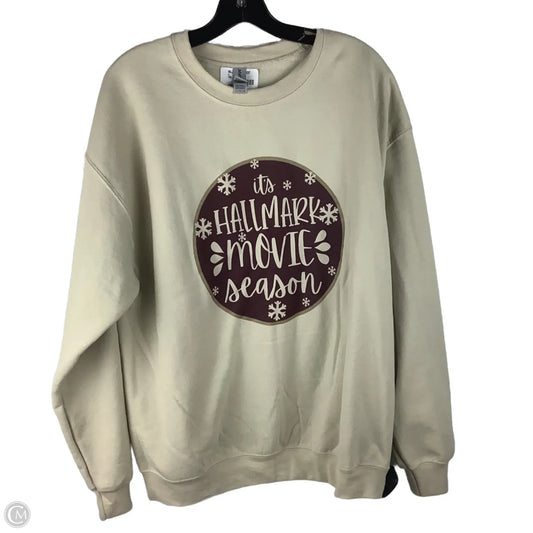 Sweatshirt Crewneck By Gildan In Tan, Size: L