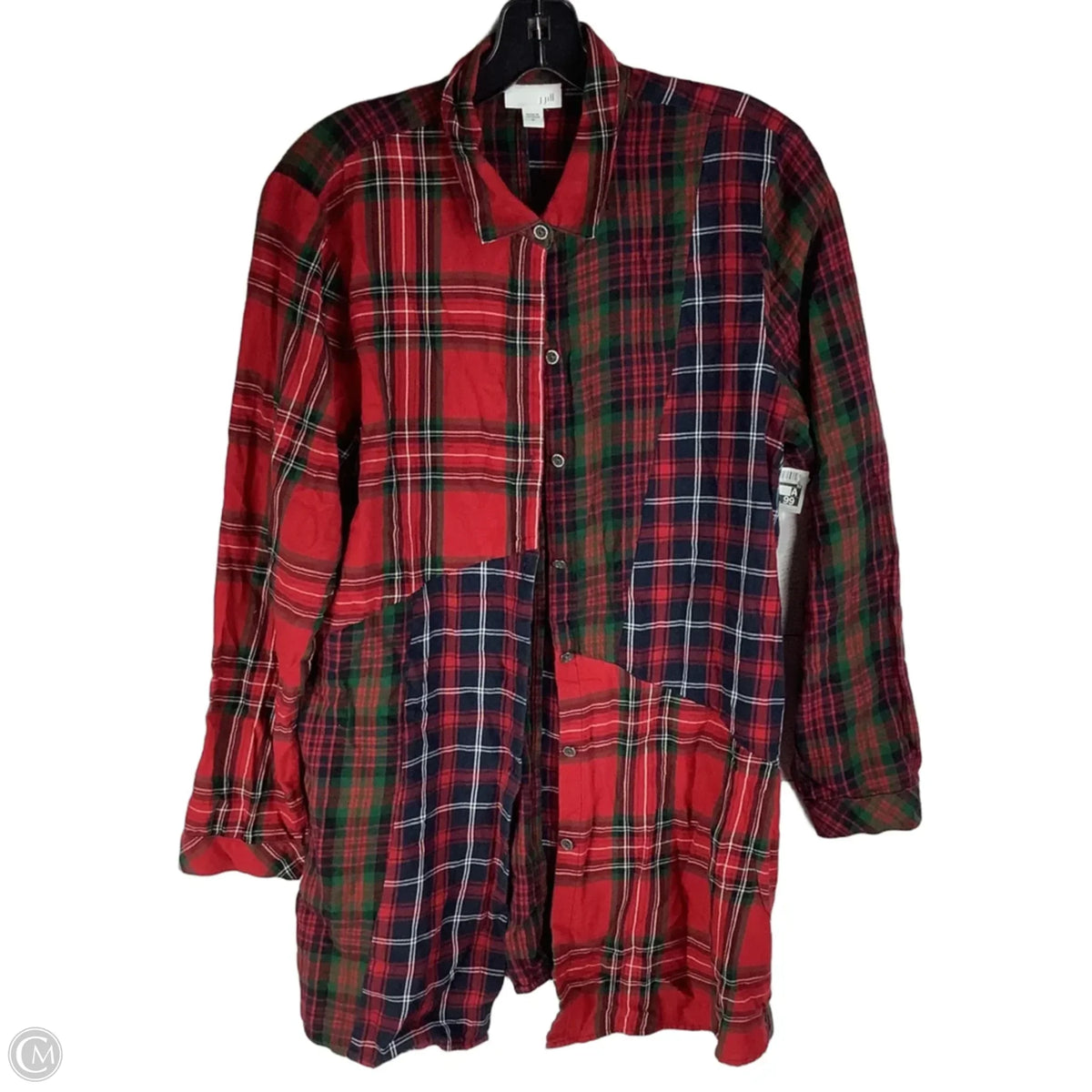 Top Long Sleeve By J. Jill In Plaid Pattern, Size: M