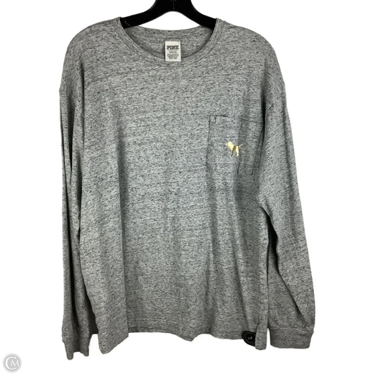 Top Long Sleeve Basic By Pink In Grey, Size: L