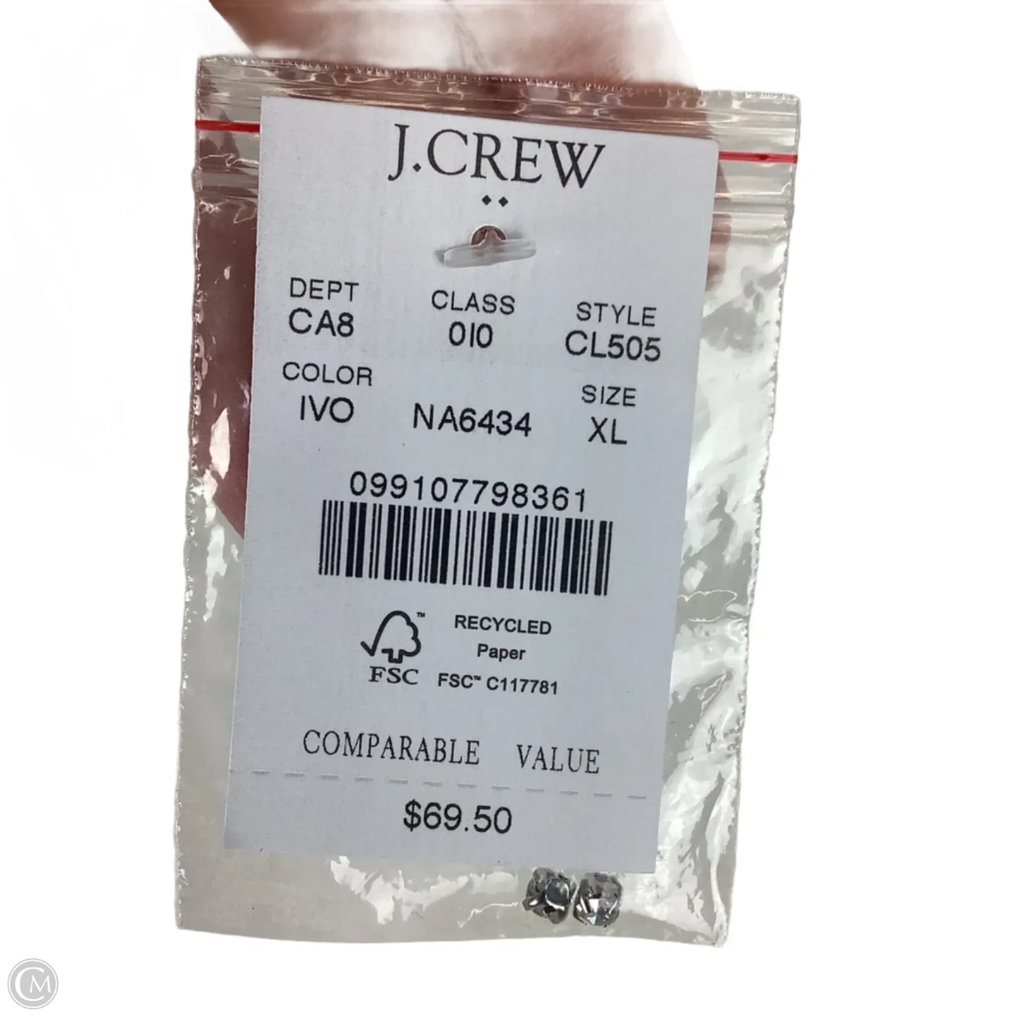 Top Short Sleeve By J. Crew In Cream, Size: Xl