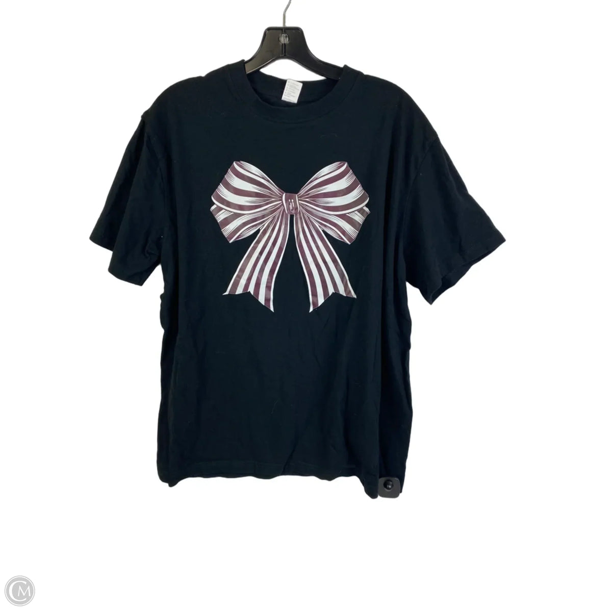 Top Short Sleeve Basic By Clothes Mentor In Black & Purple, Size: L