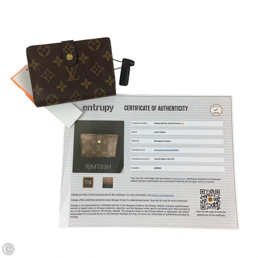 Wallet Luxury Designer By Louis Vuitton, Size: Medium