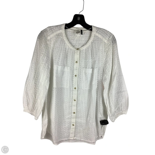 Top Long Sleeve By Anthropologie In Cream, Size: S