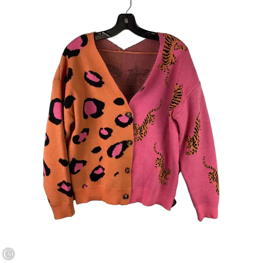 Sweater Cardigan By Clothes Mentor In Orange & Pink, Size: M