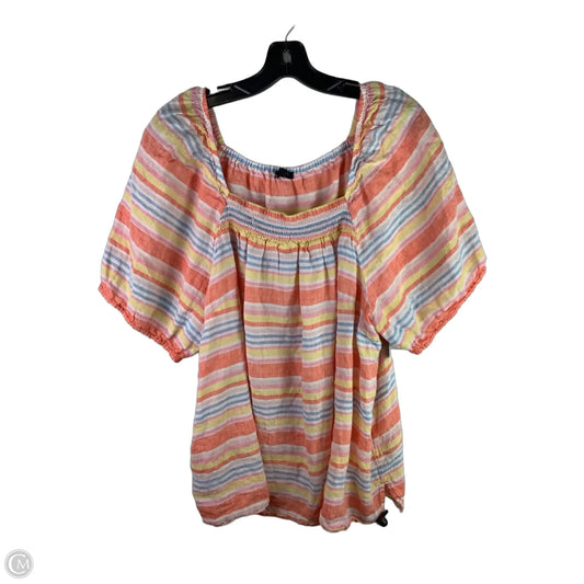 Top Short Sleeve By Talbots In Striped Pattern, Size: 2x