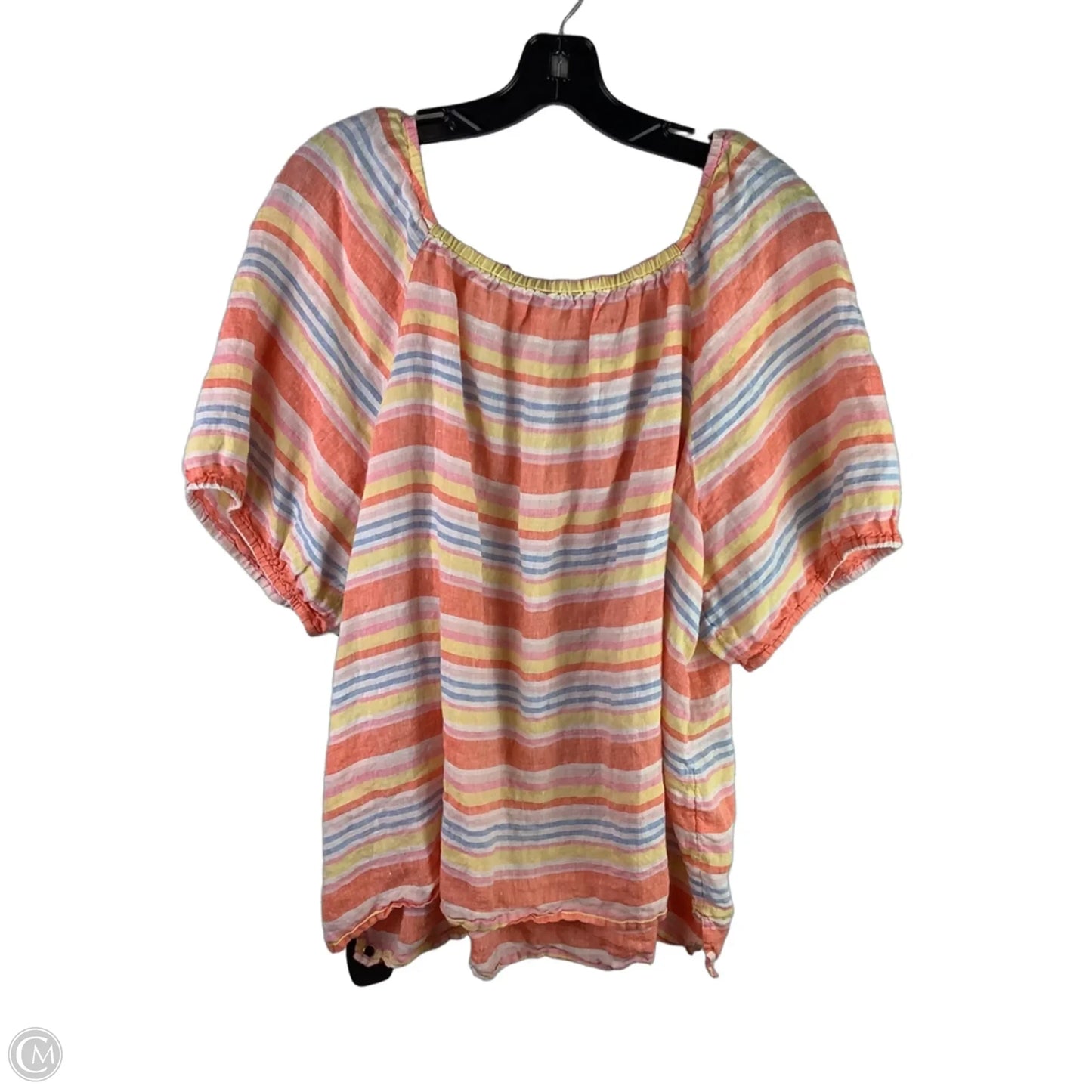 Top Short Sleeve By Talbots In Striped Pattern, Size: 2x