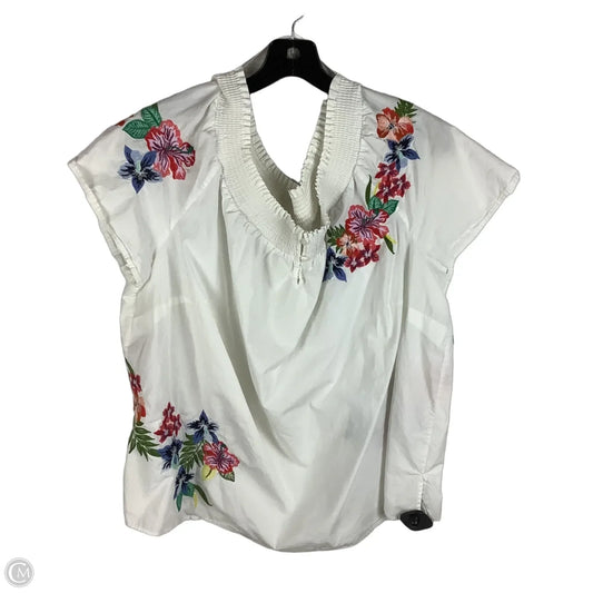 Top Short Sleeve By Talbots In White, Size: 2x