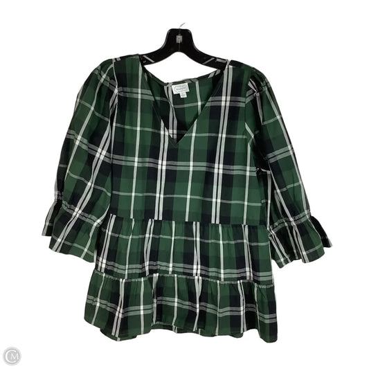 Top 3/4 Sleeve By Mudpie In Plaid Pattern, Size: L