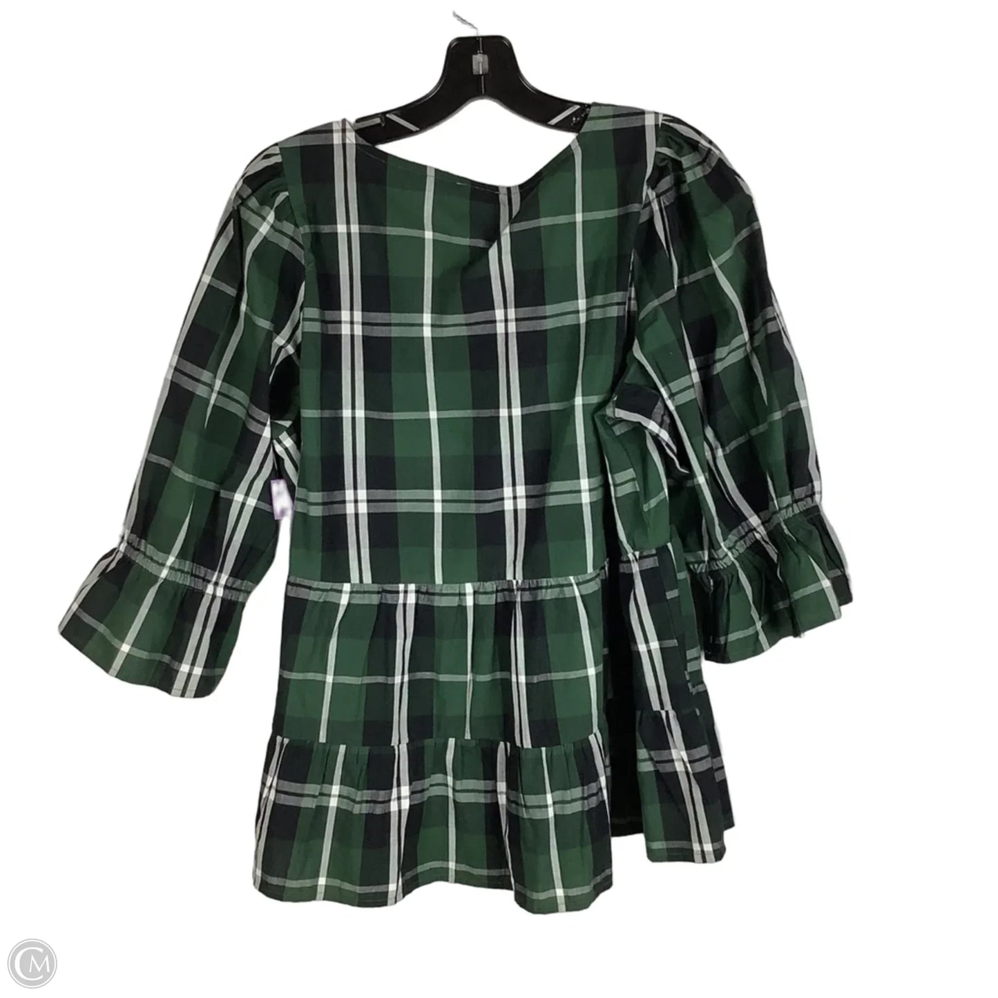 Top 3/4 Sleeve By Mudpie In Plaid Pattern, Size: L