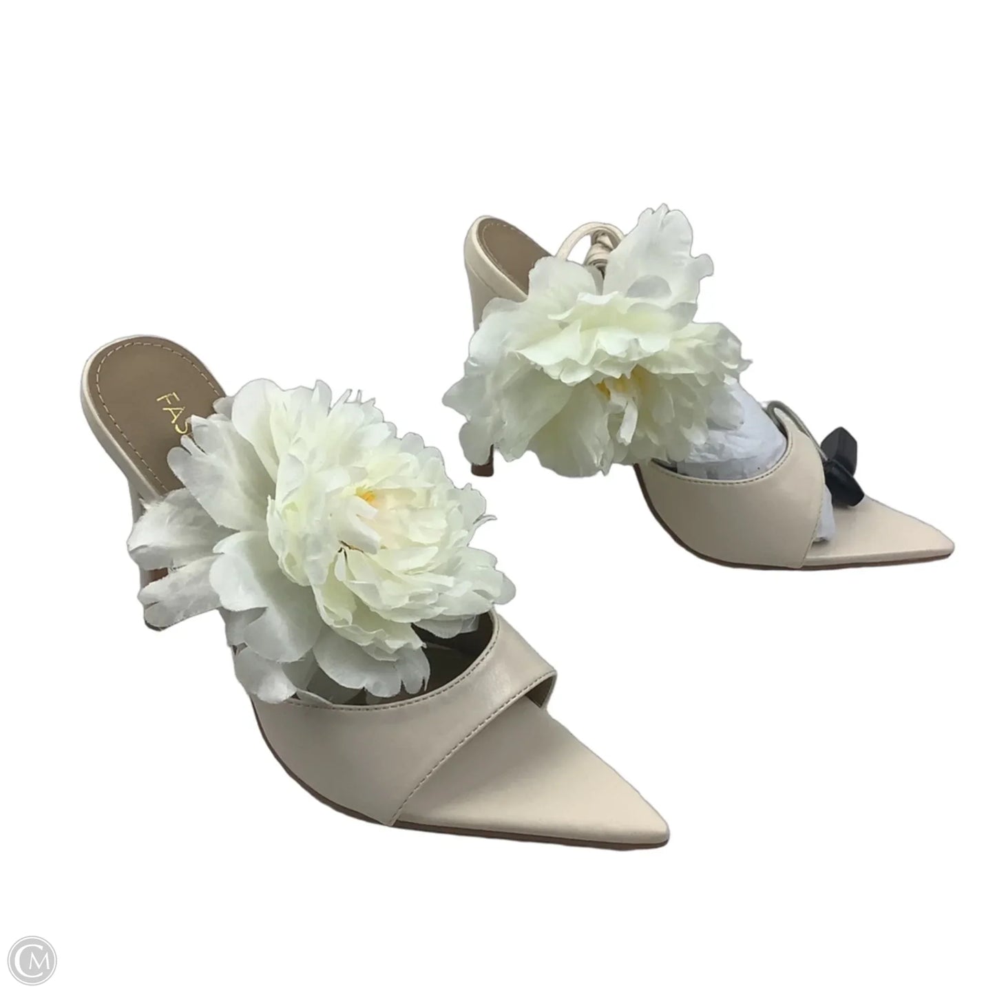 Sandals Heels Stiletto By Fashion Nova In Cream, Size: 6.5