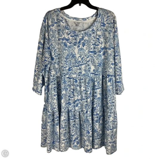 Dress Casual By Crown And Ivy In Blue & White, Size: 2x