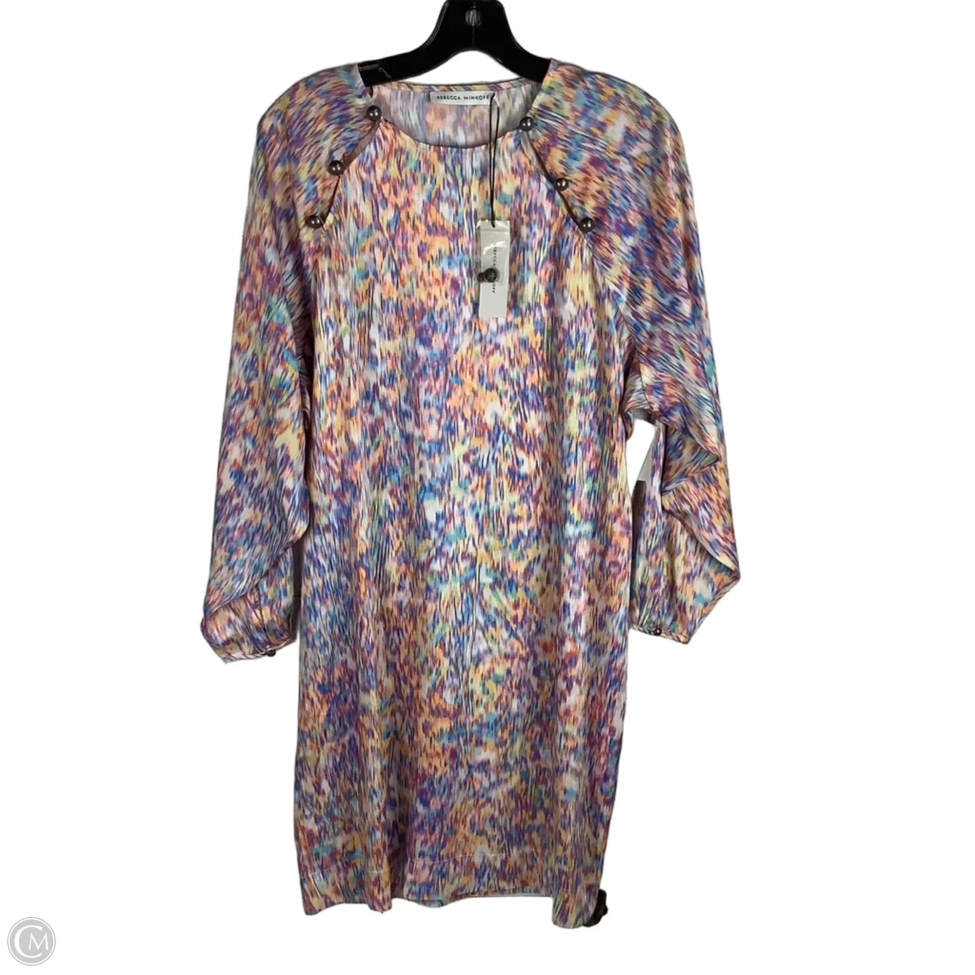 rebecca minkoff silk dress REBECCA MINKOFF Colman Silk Sheath Dress Sz 2 Cream Purple Pink Print