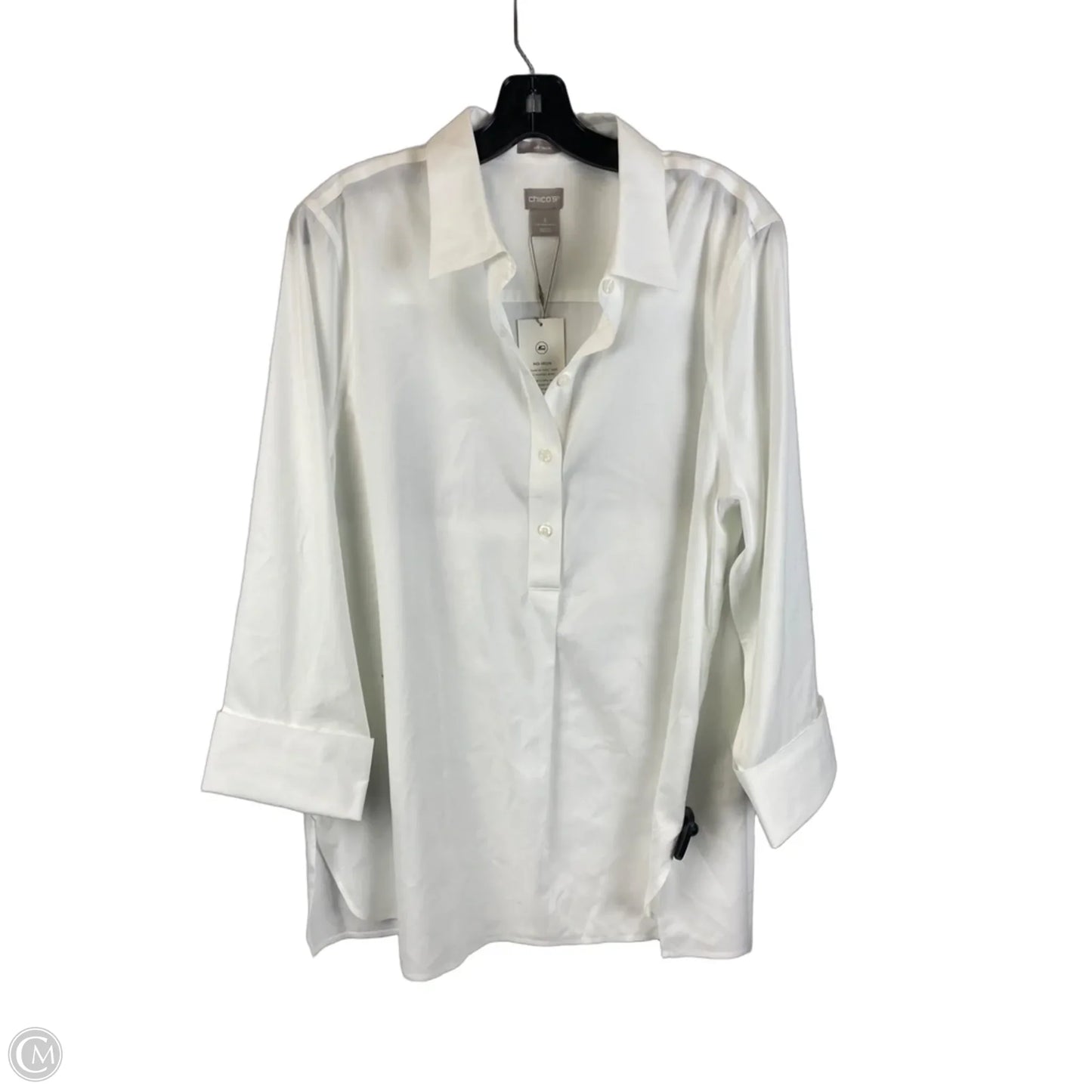 Top Long Sleeve Basic By Chicos In White, Size: Xl
