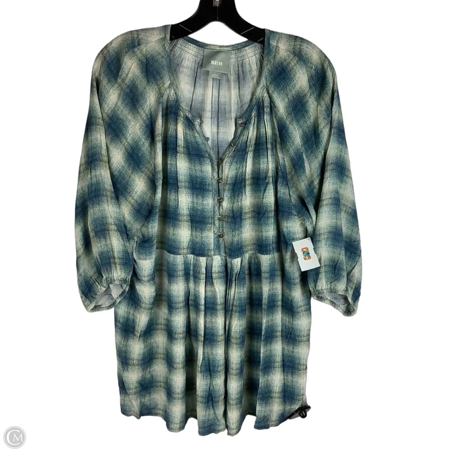 Top Long Sleeve By Maeve In Plaid Pattern, Size: S