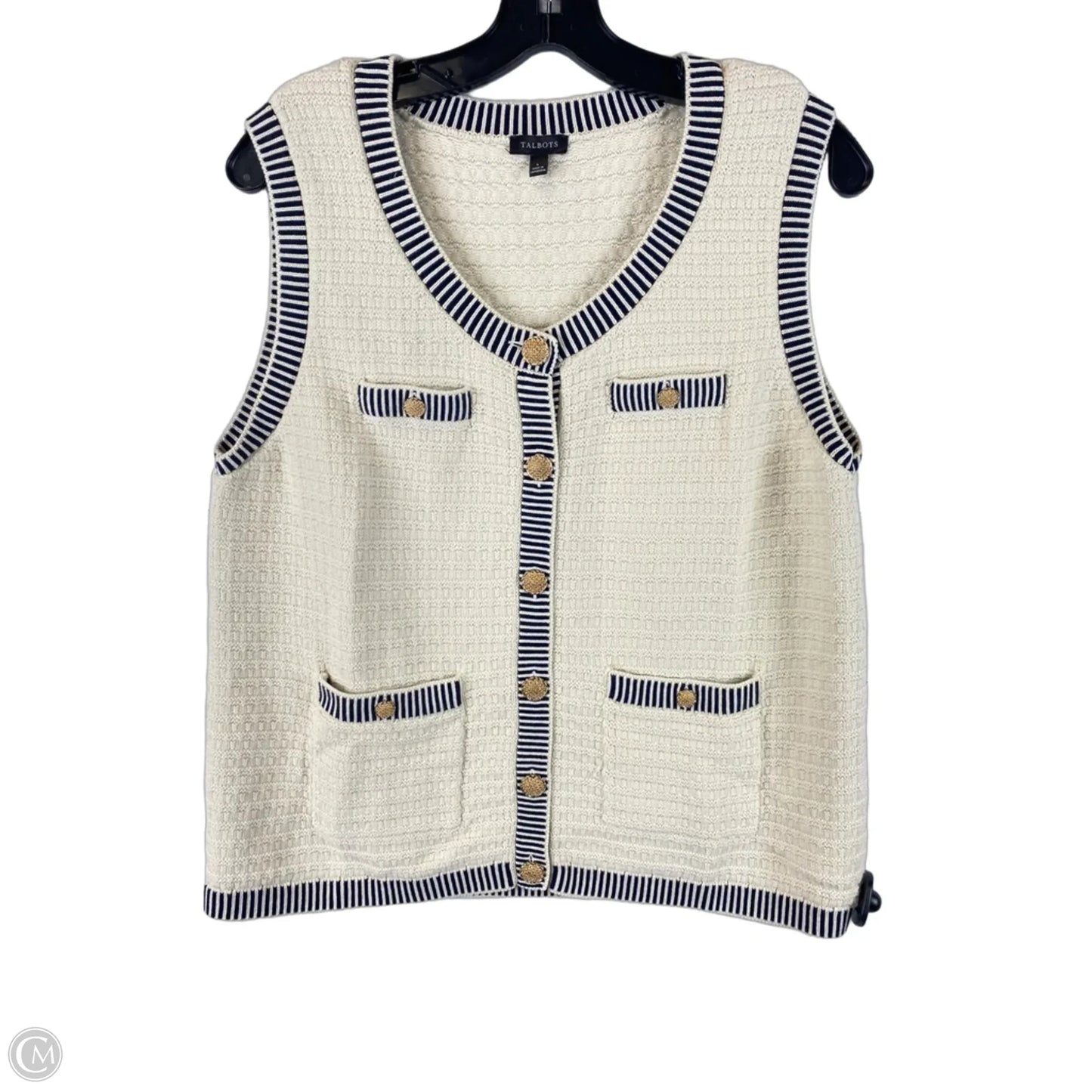 Vest Sweater By Talbots In Cream, Size: L