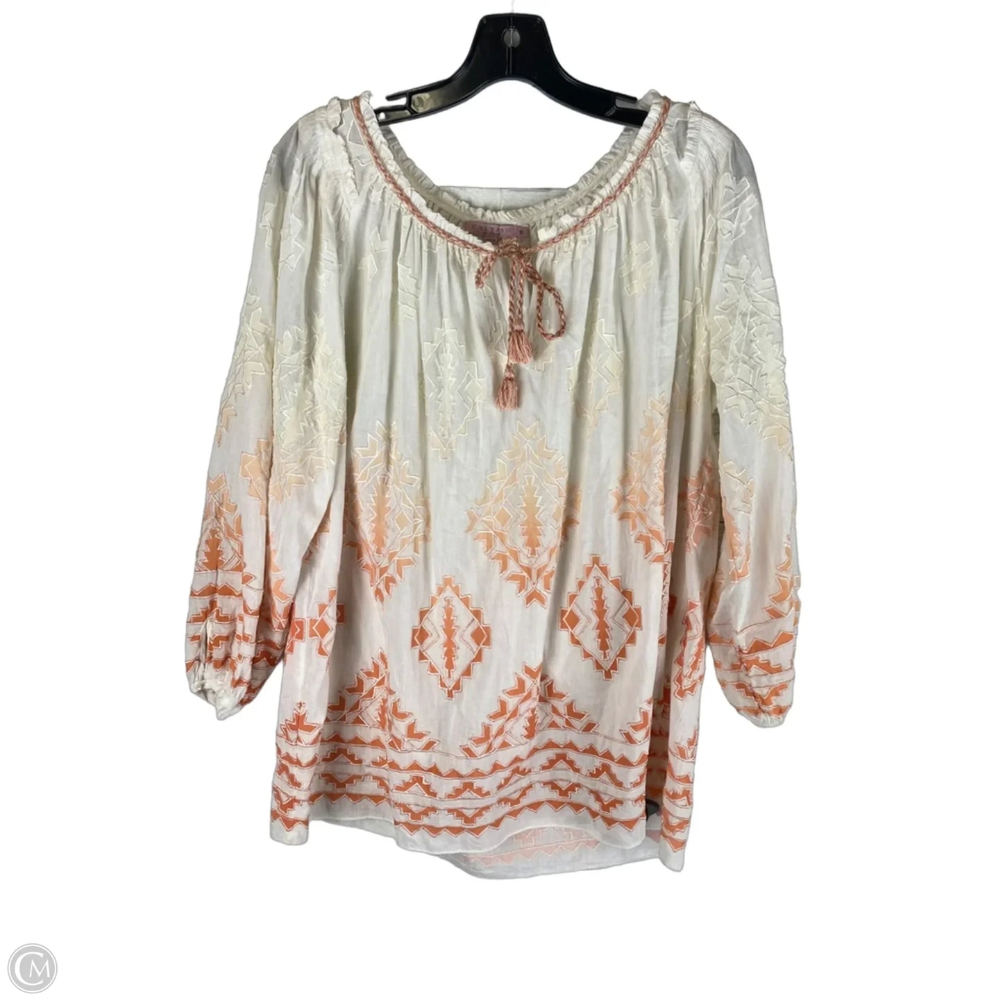 Top Long Sleeve By Calypso St Barth In Cream, Size: S
