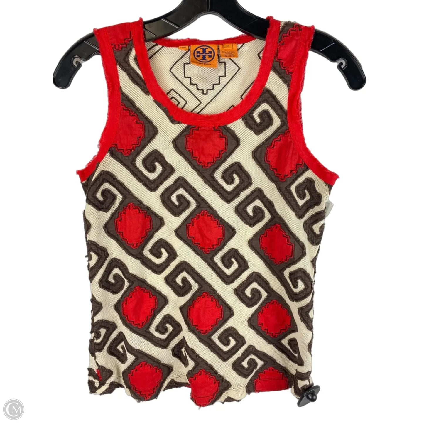 Top Sleeveless Designer By Tory Burch In Brown & Red, Size: Xs