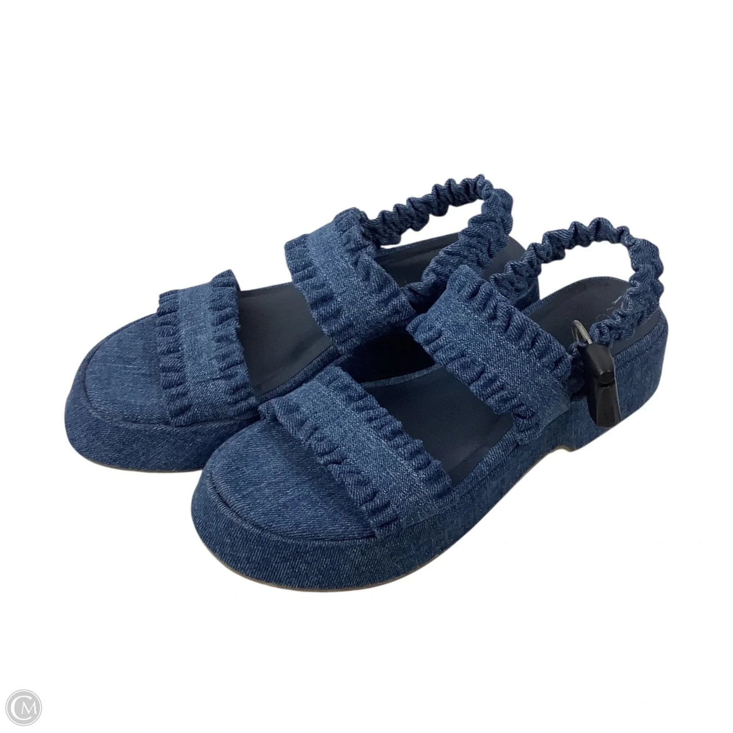 Sandals Heels Platform By Matisse In Blue Denim, Size: 9