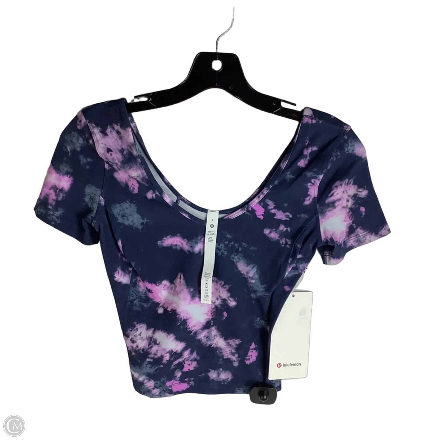 Athletic Top Short Sleeve By Lululemon In Tie Dye Print, Size: 2