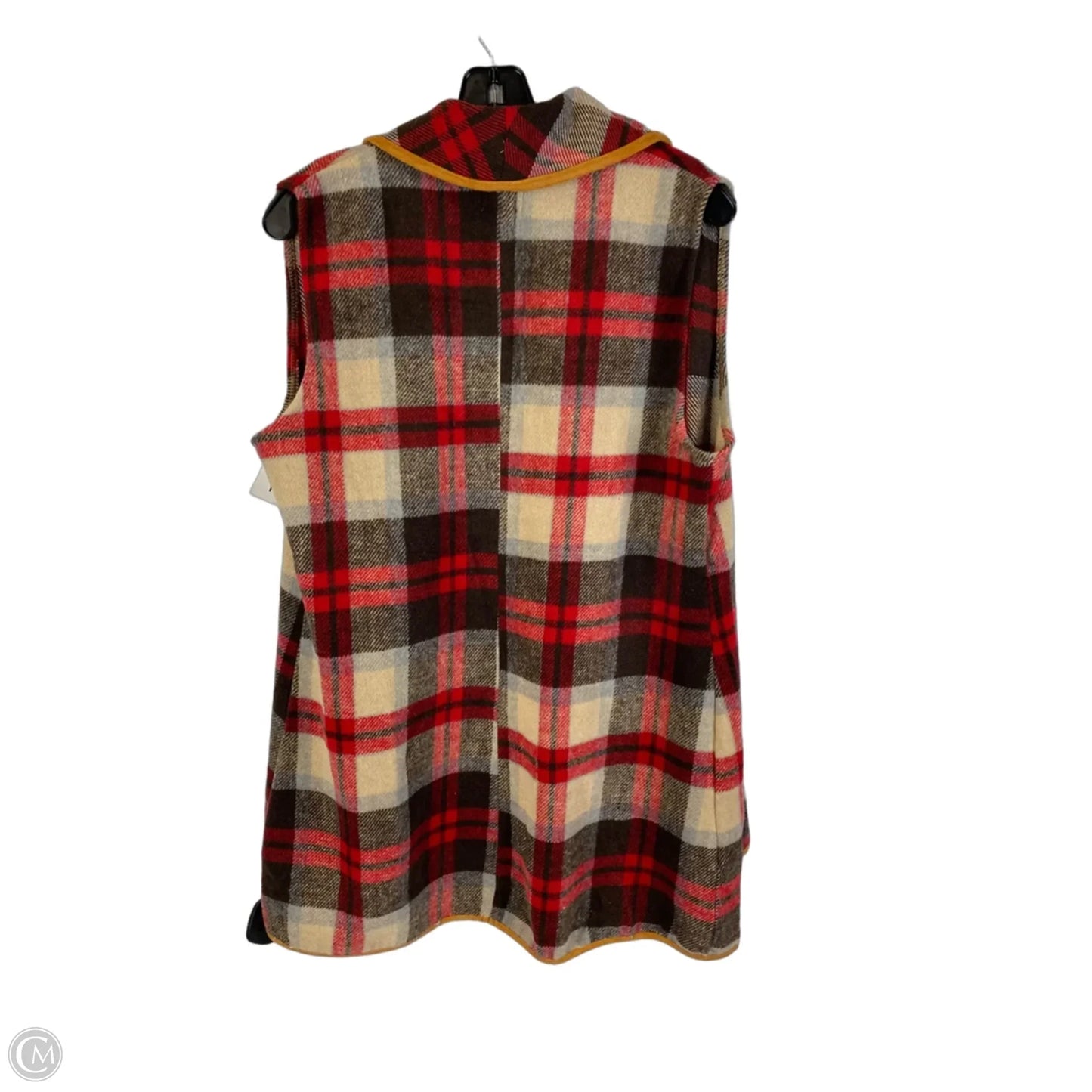 Vest Fleece By Grace & Emma In Plaid Pattern, Size: M