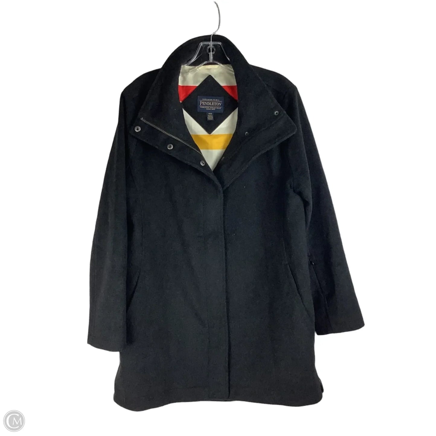 Coat Trench Coat By Pendleton In Grey, Size: M