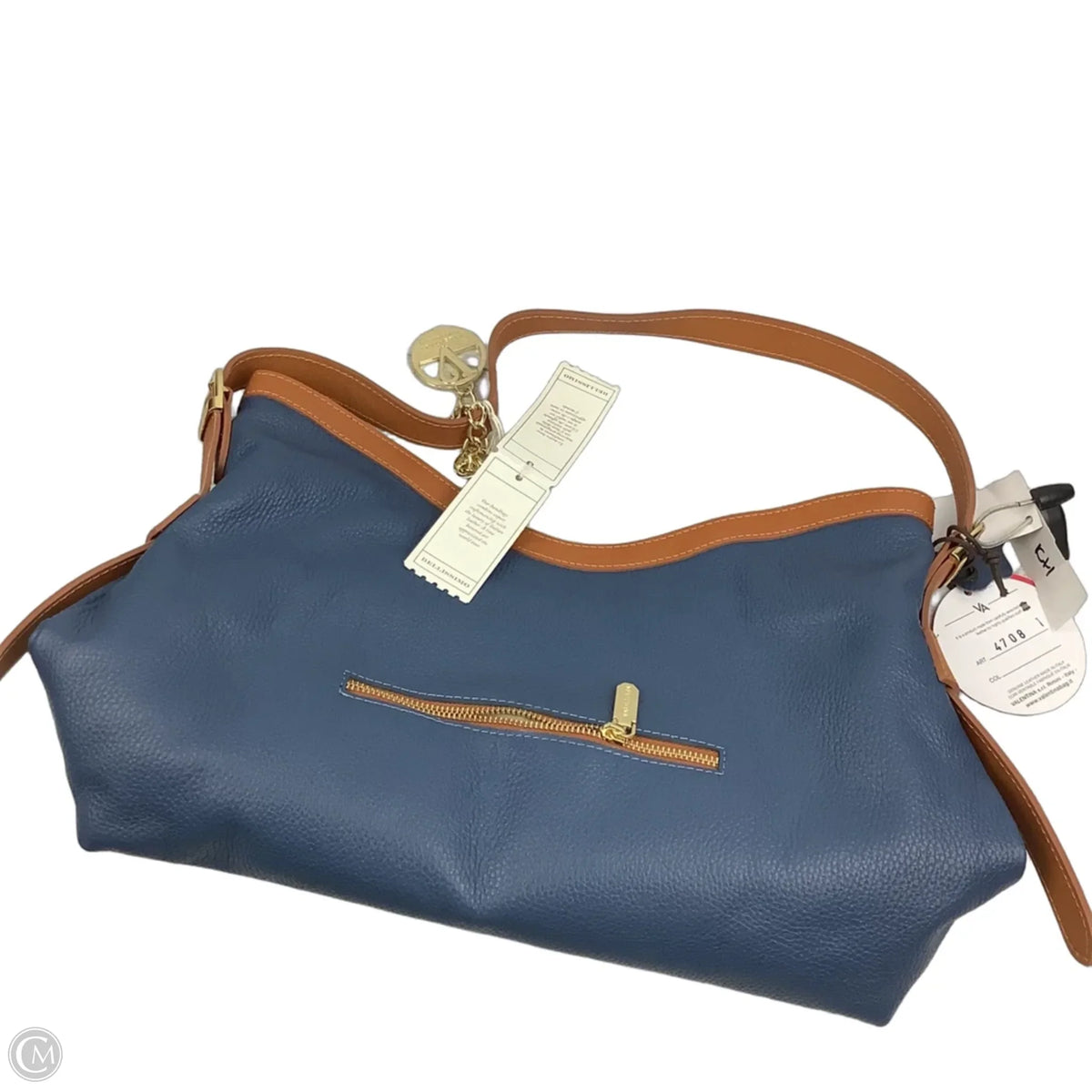 Handbag Leather By Valentina, Size: Large
