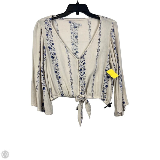 Top Long Sleeve By American Eagle In Blue & Cream, Size: S
