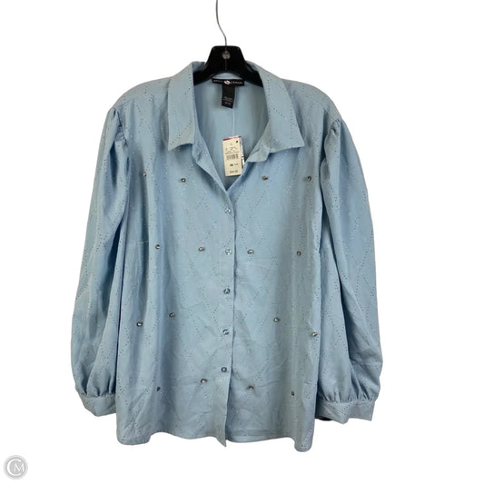Top Long Sleeve By Ashley Stewart In Blue, Size: Xl