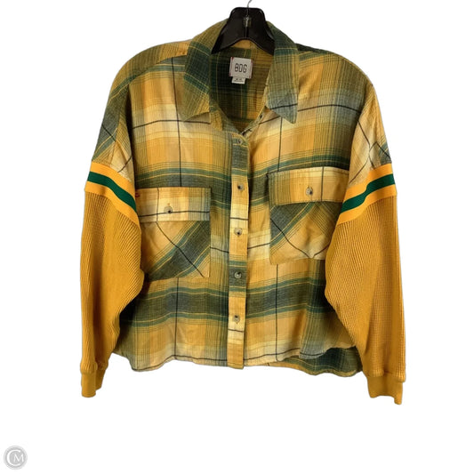 Top Long Sleeve By Bdg In Green & Yellow, Size: M