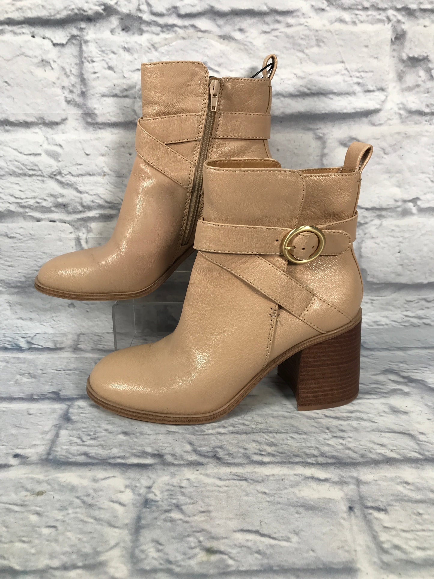 Boots Ankle Heels By Crown Vintage In Tan, Size: 10