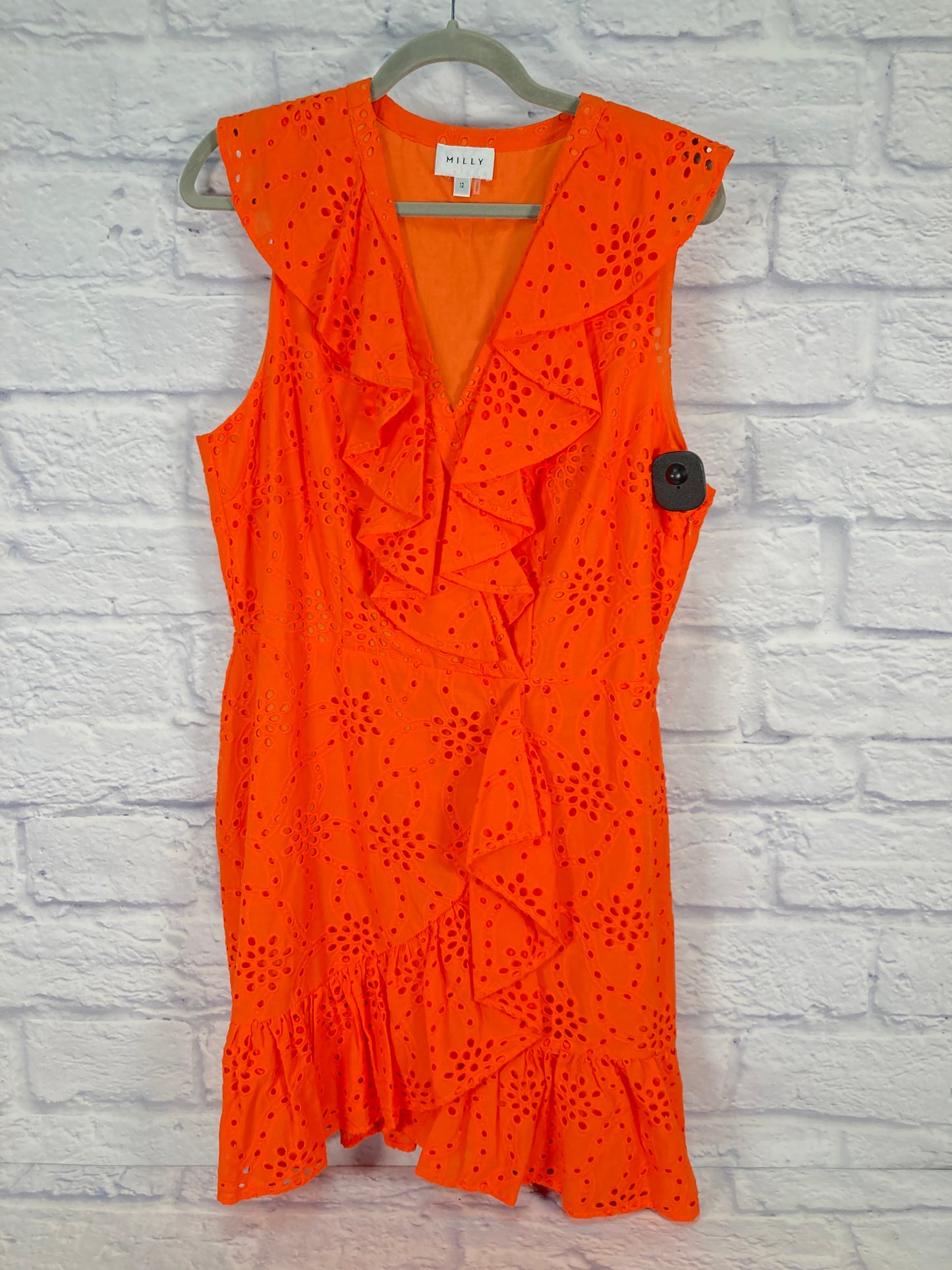 Orange Dress Designer Milly, Size L