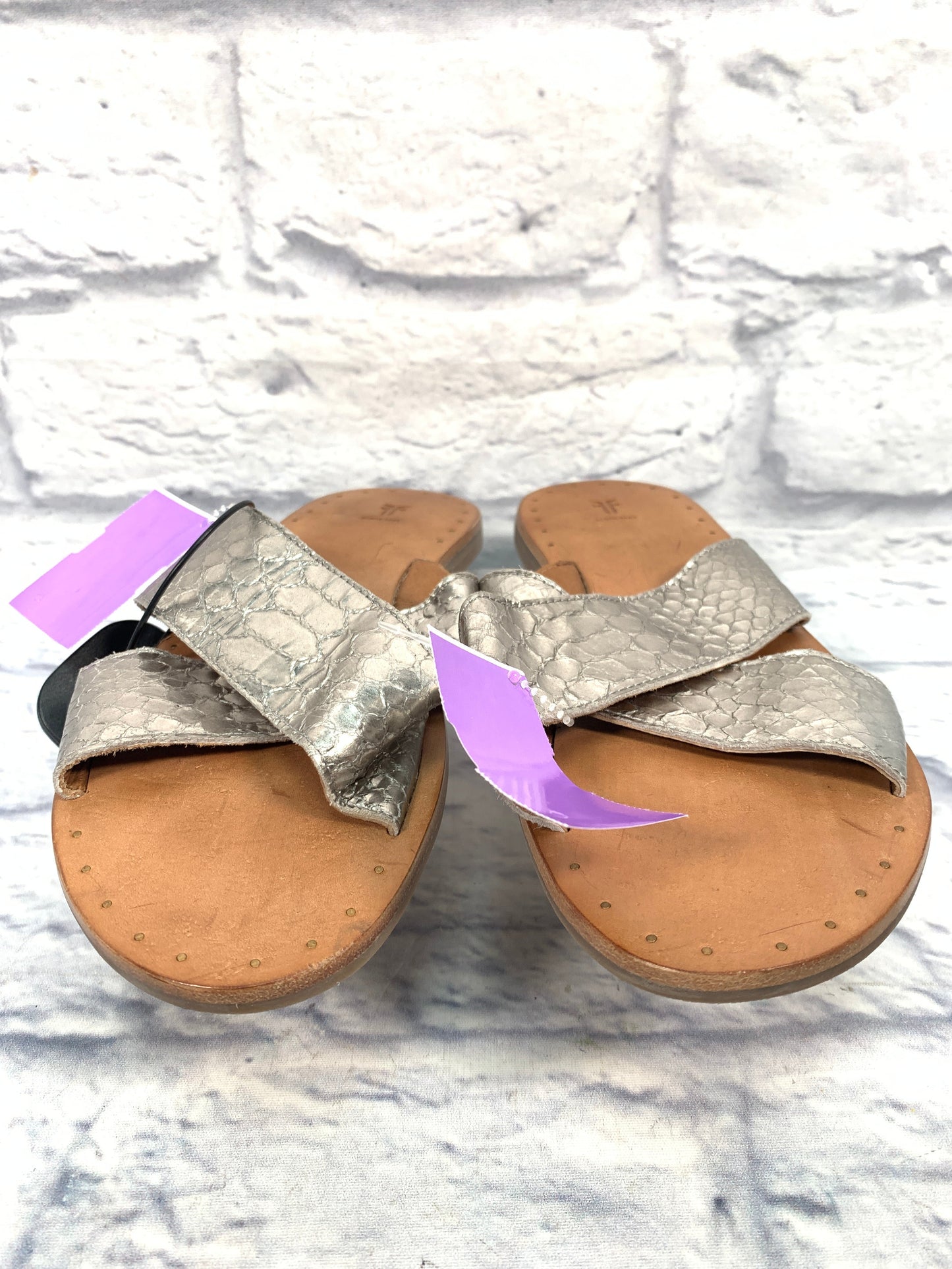 Silver Sandals Designer Frye, Size 9