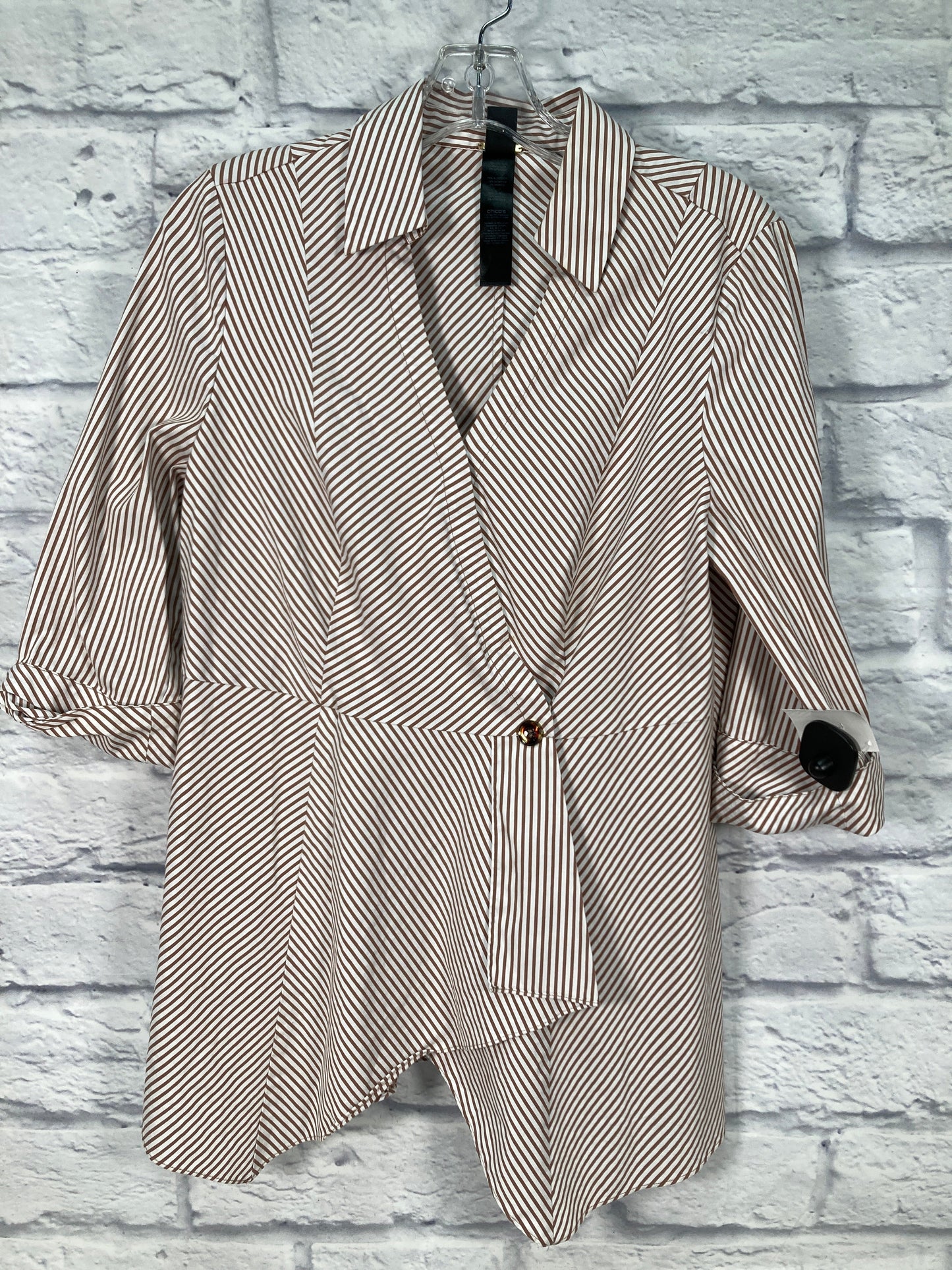 Brown & White Tunic 3/4 Sleeve Chicos, Size M