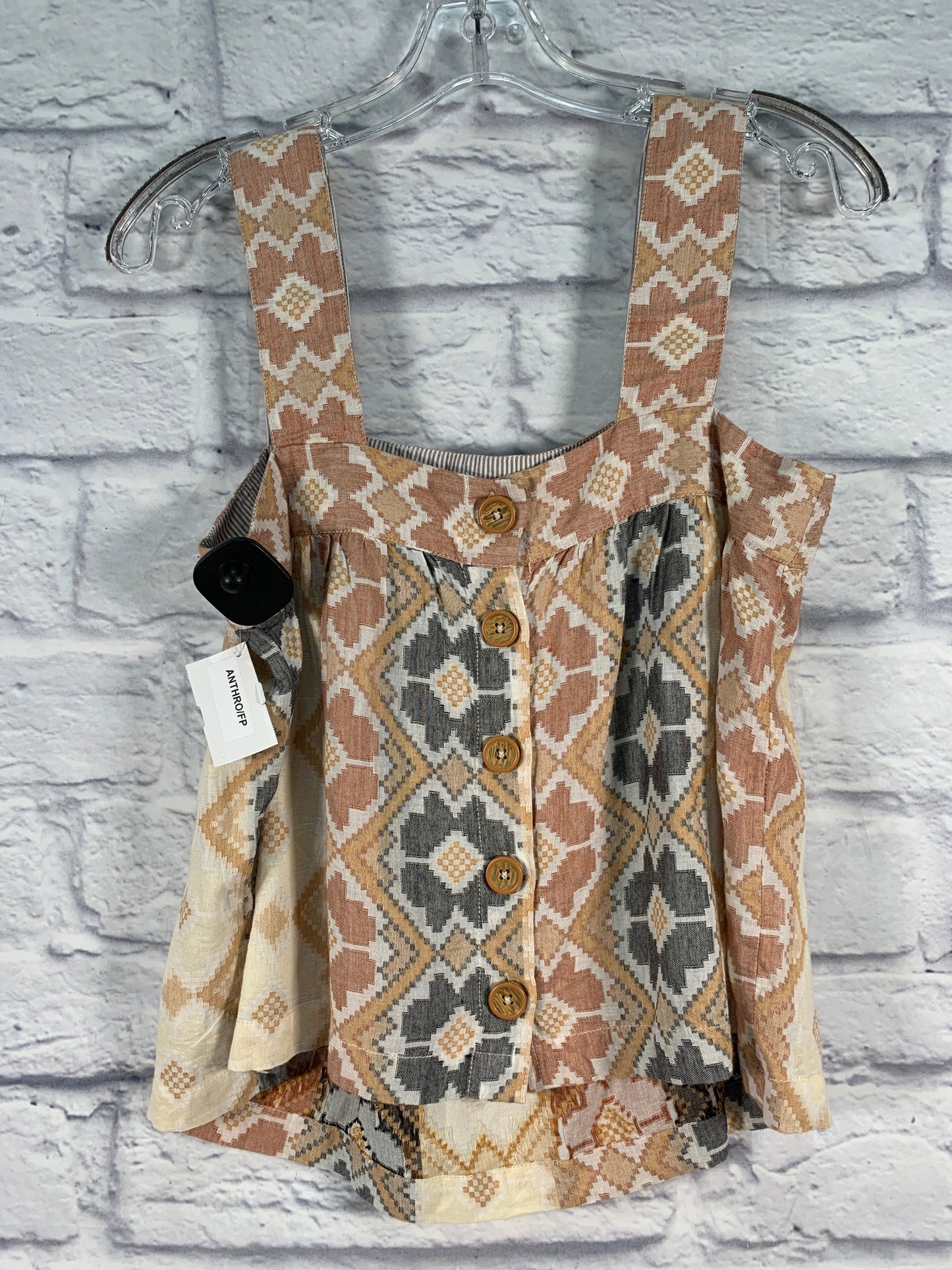 Brown & Cream Top Sleeveless Anthropologie, Size Xs