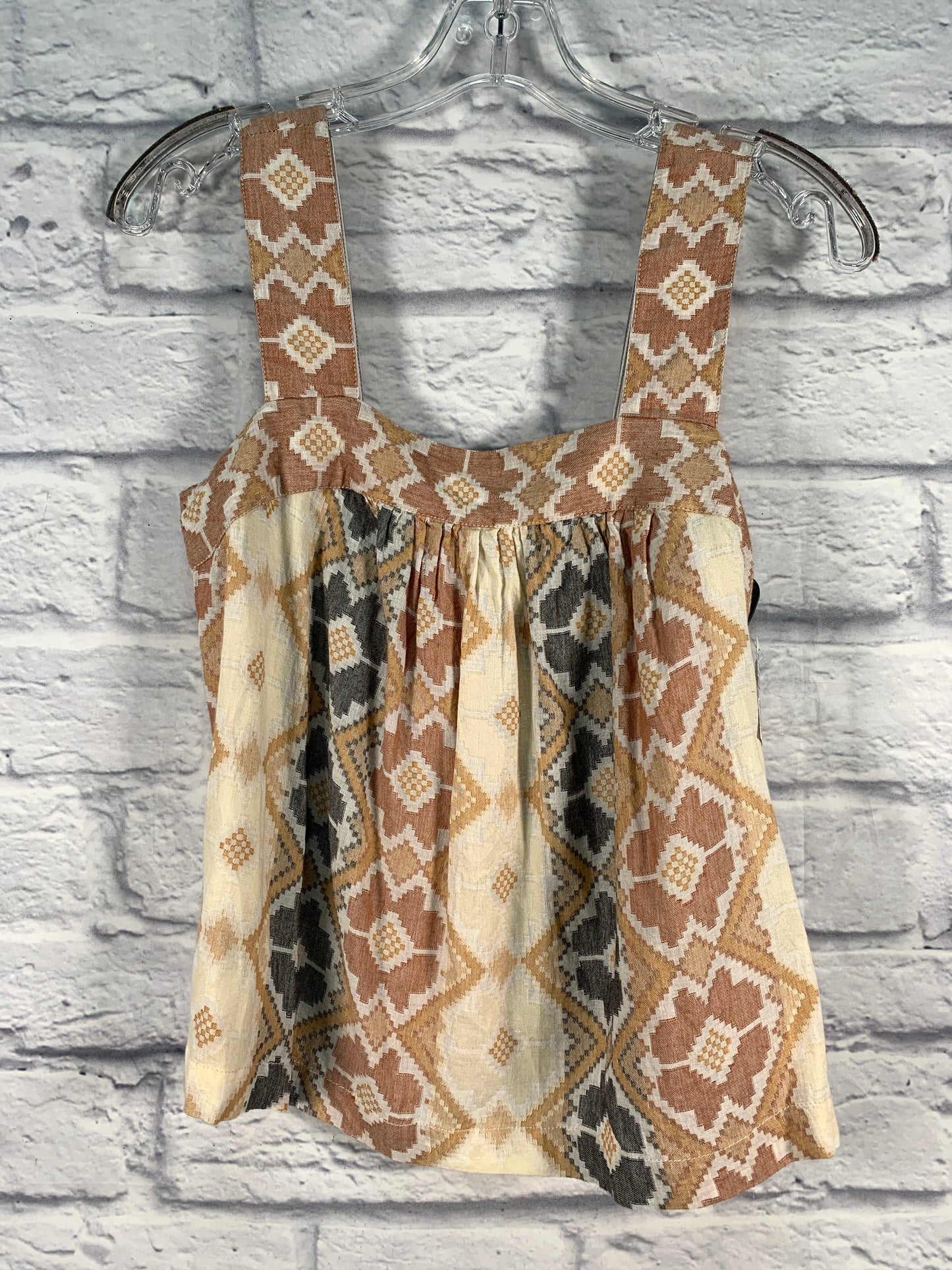 Brown & Cream Top Sleeveless Anthropologie, Size Xs