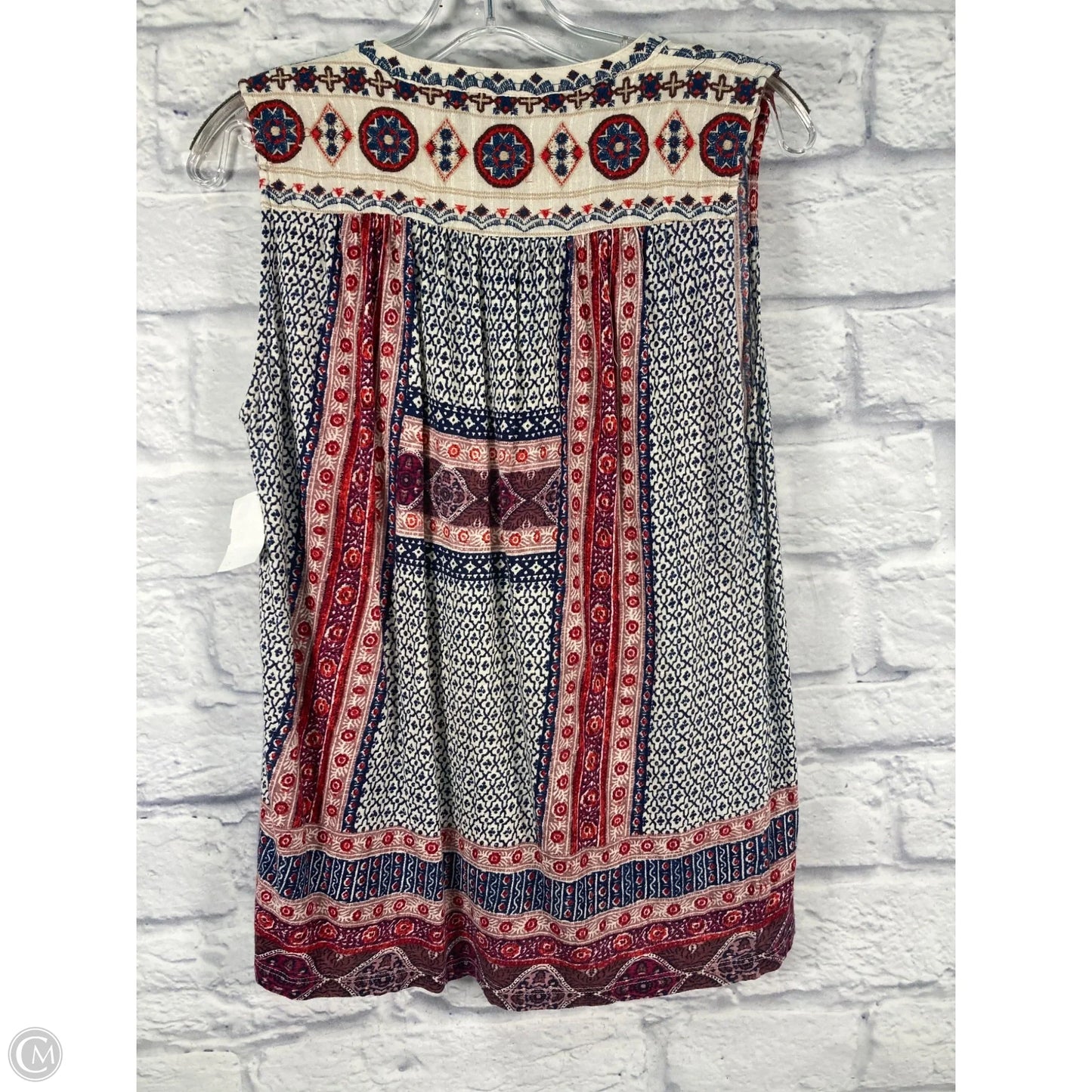 Top Sleeveless By Lucky Brand In Blue & Red & White, Size: M