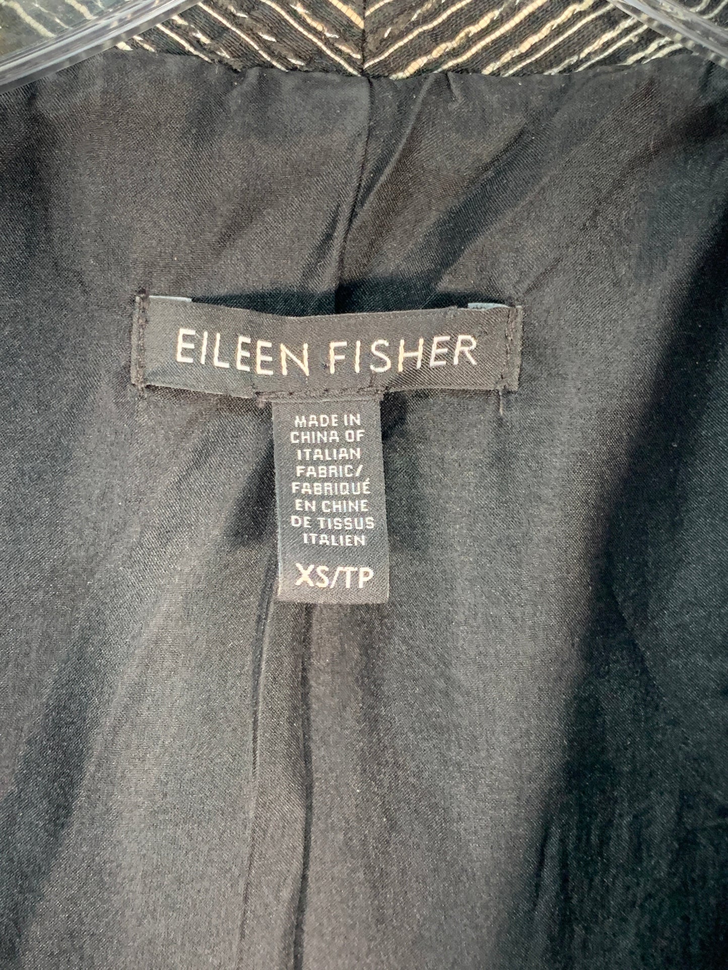 Jacket Other By Eileen Fisher In Black & Cream, Size: Xs