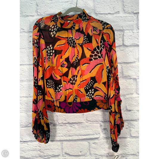 Blouse Long Sleeve By Farm Rio In Black & Orange, Size: M