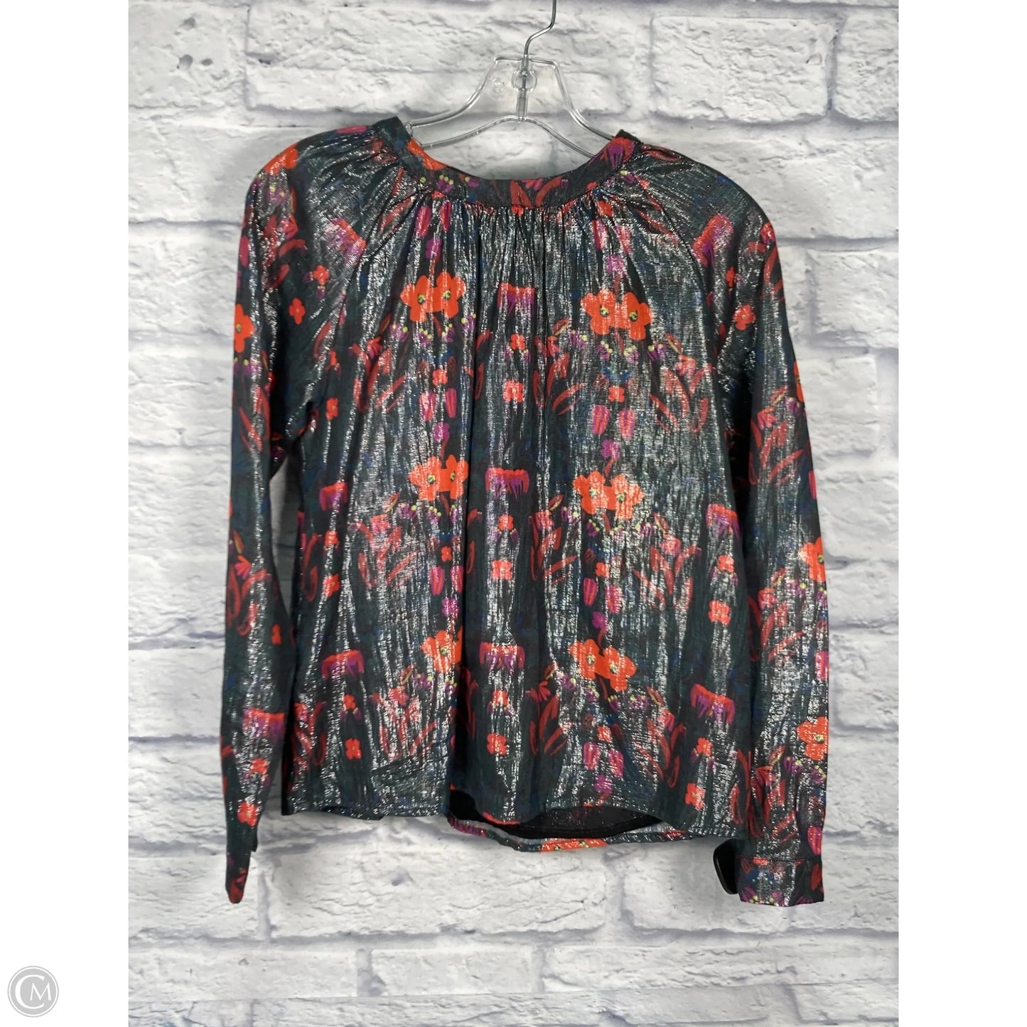 Top Long Sleeve By Anthropologie In Orange & Silver, Size: S
