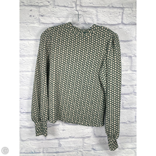Top Long Sleeve By Maeve In Green & White, Size: S