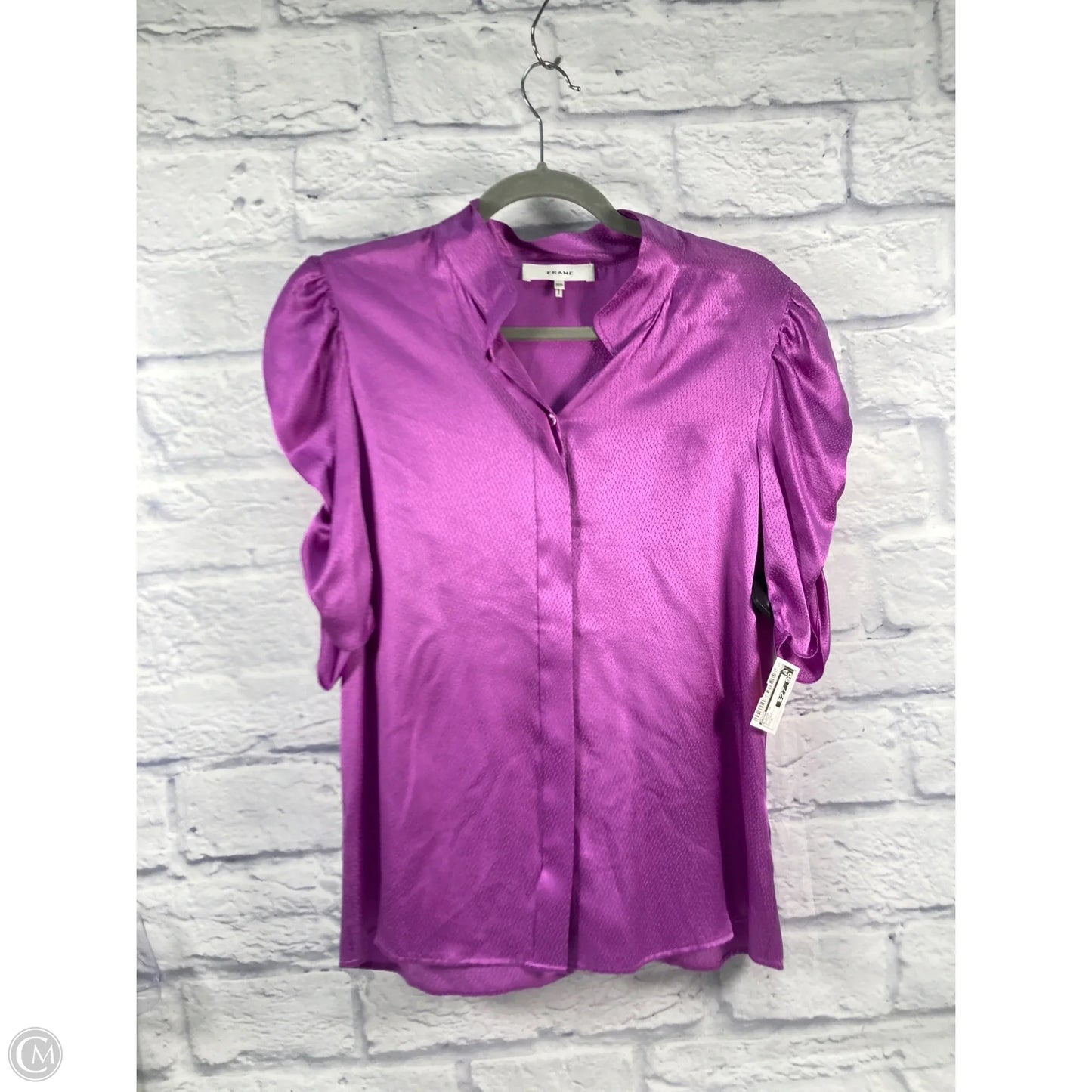 Blouse Short Sleeve By Frame In Purple, Size: M