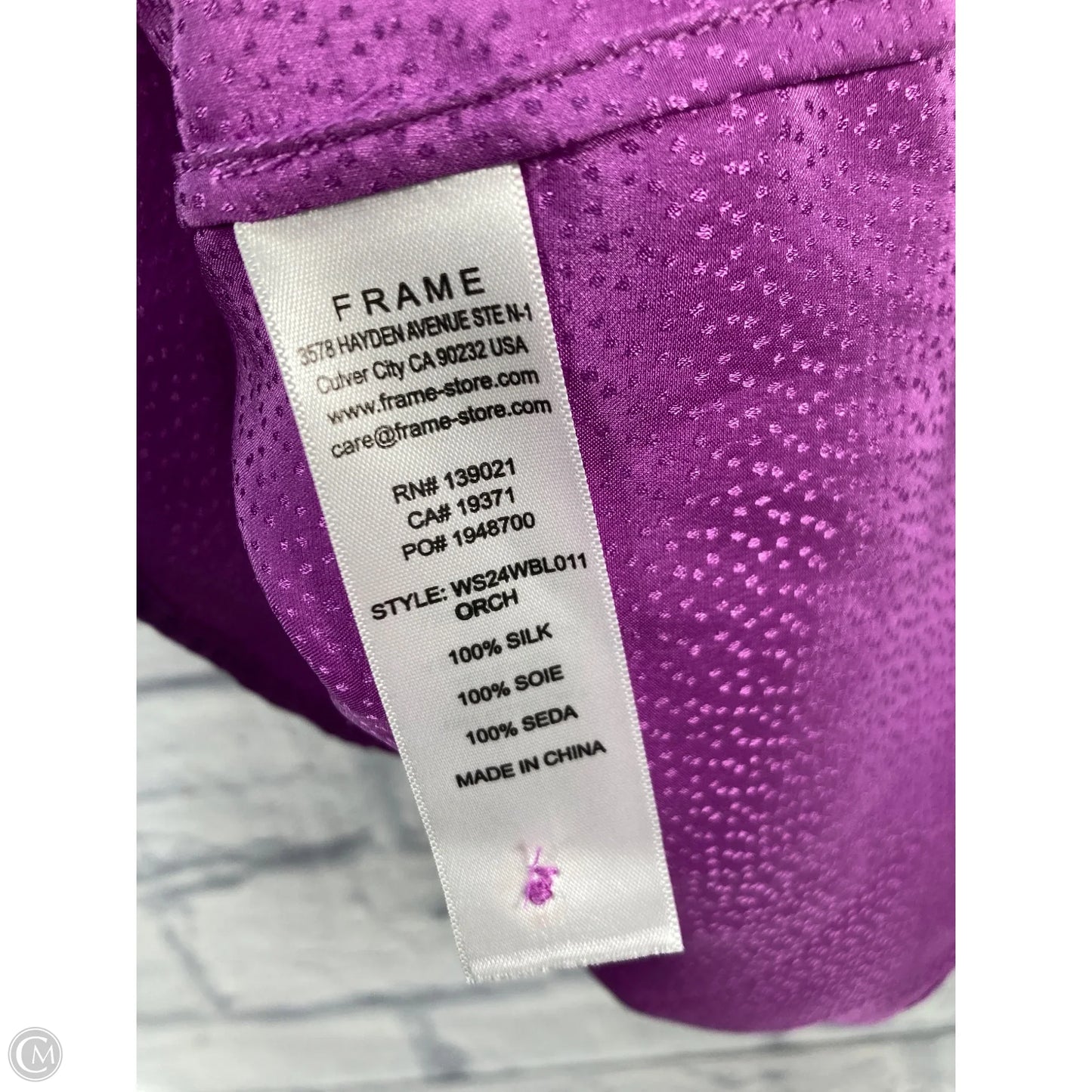Blouse Short Sleeve By Frame In Purple, Size: M