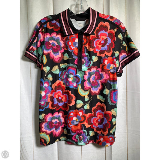 Top Short Sleeve By Johnny Was In Black & Pink, Size: M